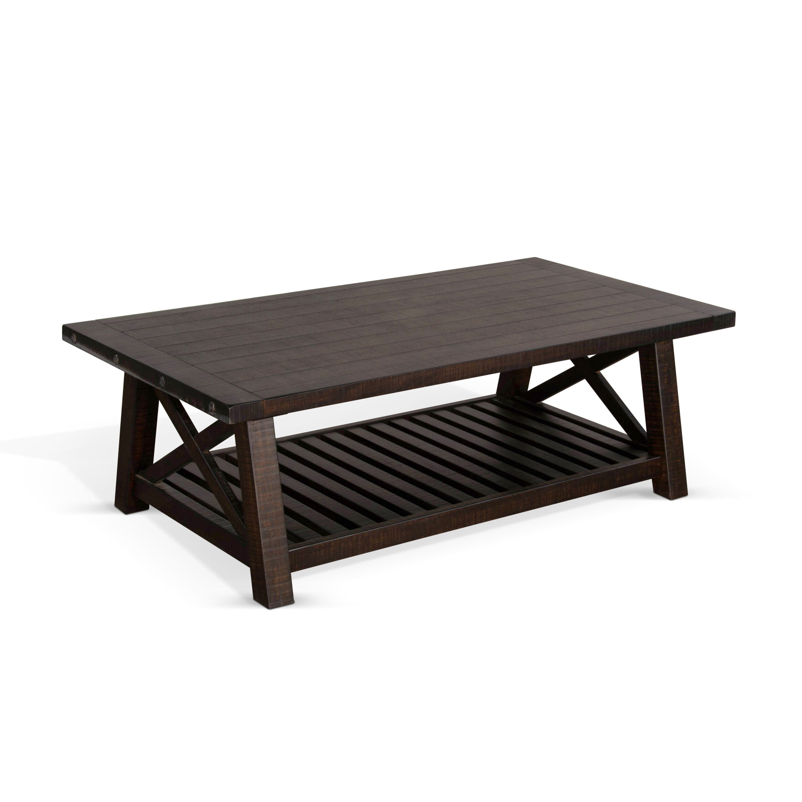 bcfc703f2cbbd96d7bf40e5f5b12f917 Vivian - Farmhouse Mahogany Wood Coffee Table - Dark Brown - Image 1