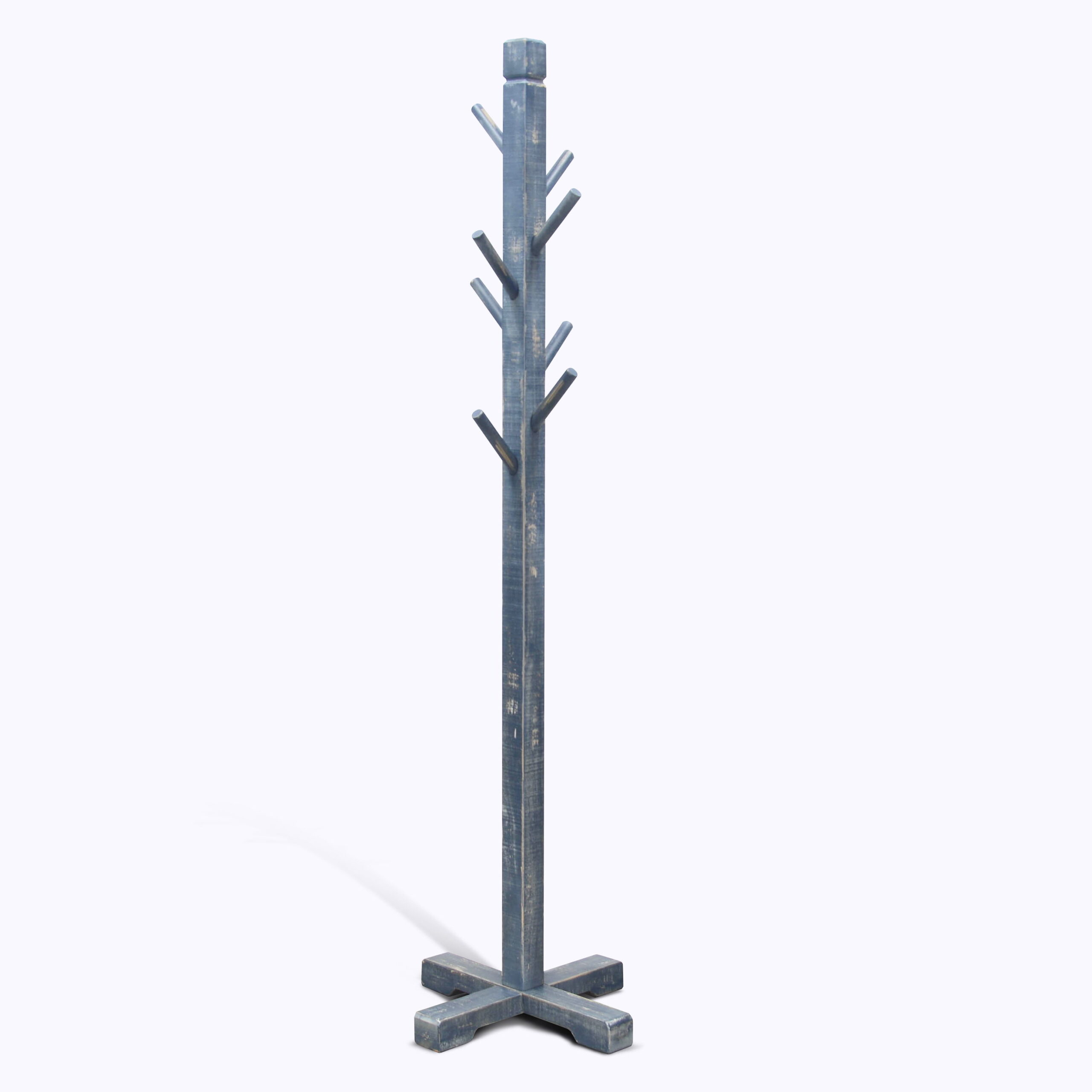 Marina - Traditional Solid Wood Hat Rack With 8-Prong Hooks - Ocean Blue