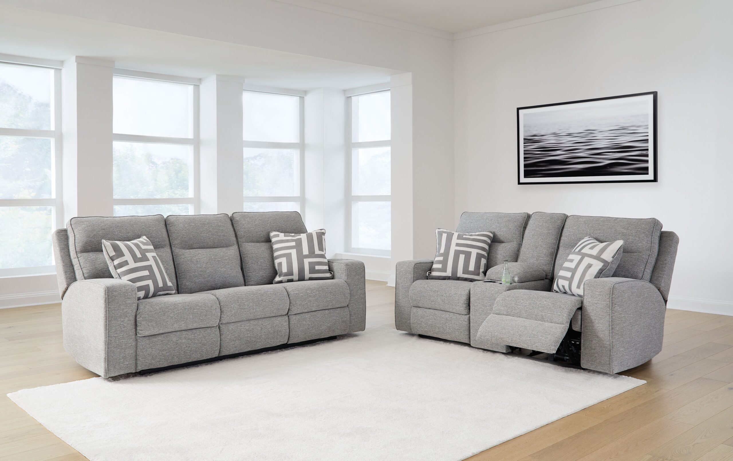 Biscoe - 2 Pc. - Power Reclining Sofa, Power Reclining Loveseat - Pewter
