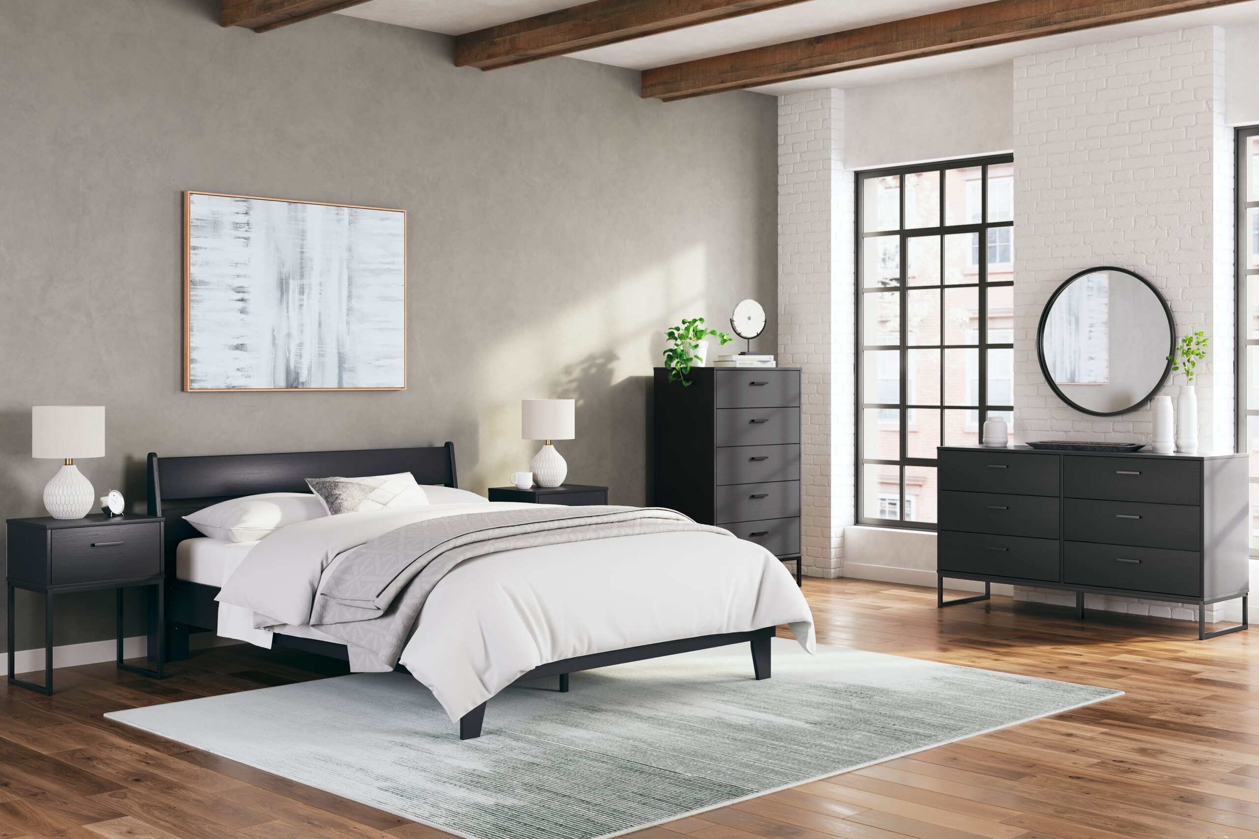 Socalle - 4 Pc. - Dresser, Chest, Queen Panel Platform Bed - Black